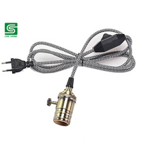 2m Fabric Round Wire with Two Pin European Standards Plug and Dimmer for Pendent Light